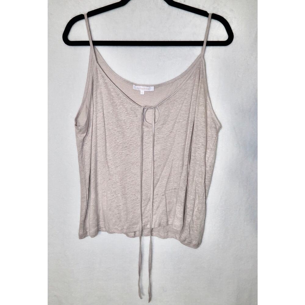 Olivaceous 100% linen keyhole, loose crop tank top cream, minimalist large